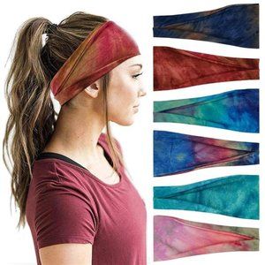 Headbands For Women Workout Wide Headband Yoga Band Tie Dye 6 Pack